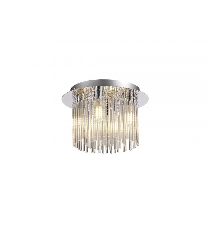 Semi Flush Ceiling Light, 4 x G9, IP44, Polished Chrome, Clear Glass - 1