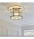 Ridgeton Scallop Cylindrical Ceiling Light Antique Brass Clear Ribbed Glass-2