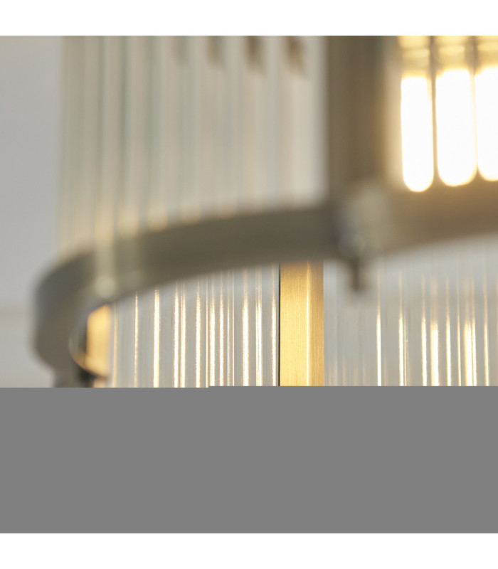 Ridgeton Scallop Cylindrical Ceiling Light Antique Brass Clear Ribbed Glass-6