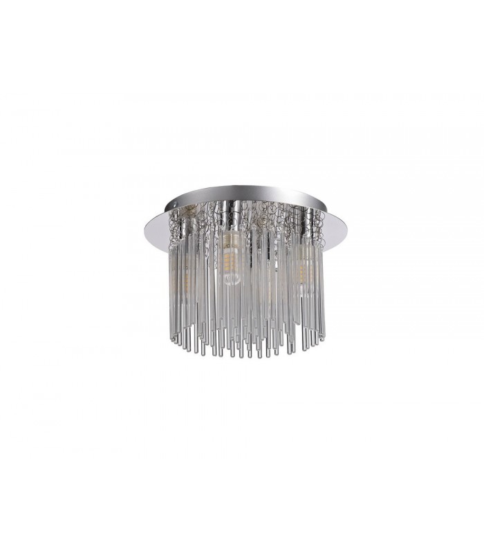 Semi Flush Ceiling Light, 4 x G9, IP44, Polished Chrome, Clear Glass - 3