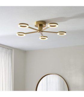 Scout Multi Arm Semi Flush Ceiling Light Warm Brass Frosted Pc-2