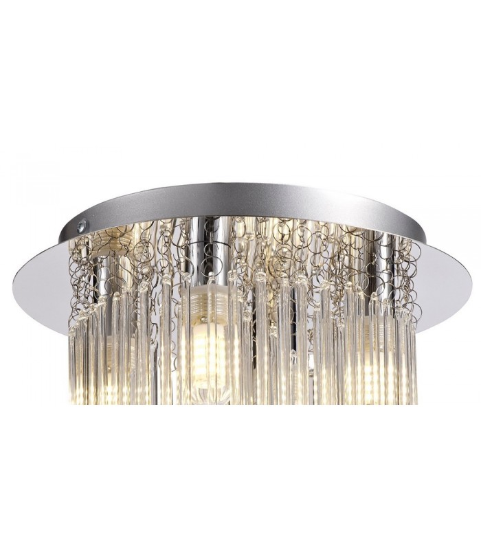 Semi Flush Ceiling Light, 4 x G9, IP44, Polished Chrome, Clear Glass - 4