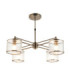 Ridgeton Multi Arm Semi Flush Ceiling Light Antique Brass Clear Ribbed Glass-1
