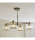 Ridgeton Multi Arm Semi Flush Ceiling Light Antique Brass Clear Ribbed Glass-3