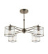 Ridgeton Multi Arm Semi Flush Ceiling Light Antique Brass Clear Ribbed Glass-9