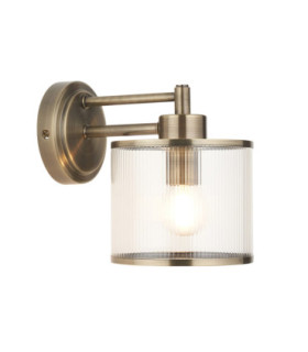 Ridgeton Wall Lamp Antique Brass Clear Ribbed Glass-1