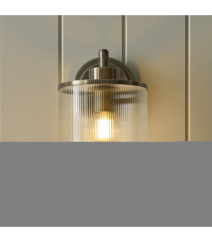 Ridgeton Wall Lamp Antique Brass Clear Ribbed Glass-5