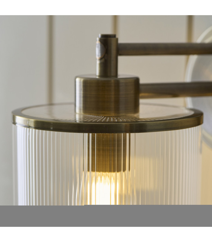 Ridgeton Wall Lamp Antique Brass Clear Ribbed Glass-7