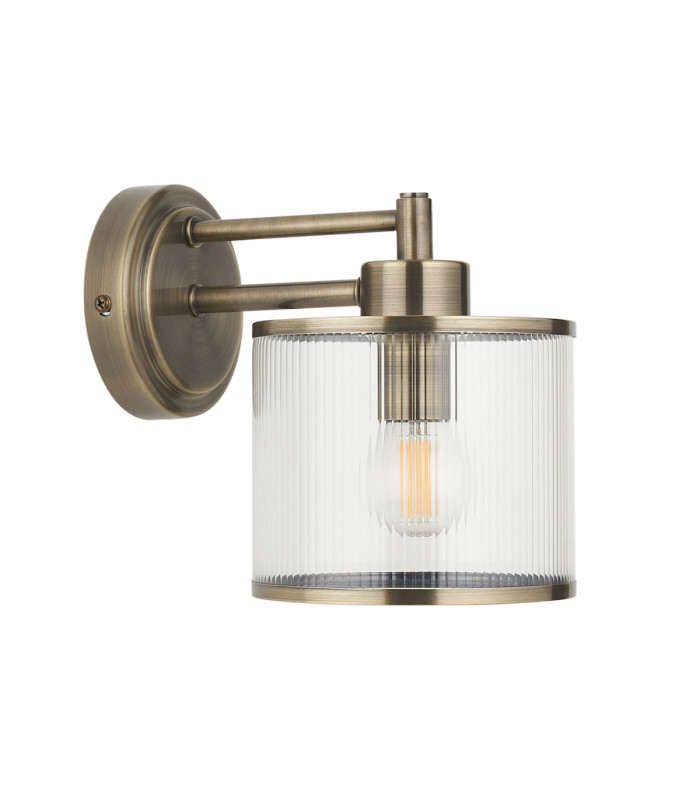 Ridgeton Wall Lamp Antique Brass Clear Ribbed Glass-8