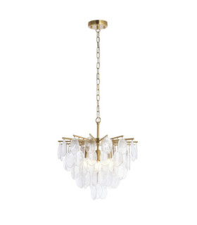 Loretta Pendant Light Brushed Aged Brass Clear Bubble Glass-1