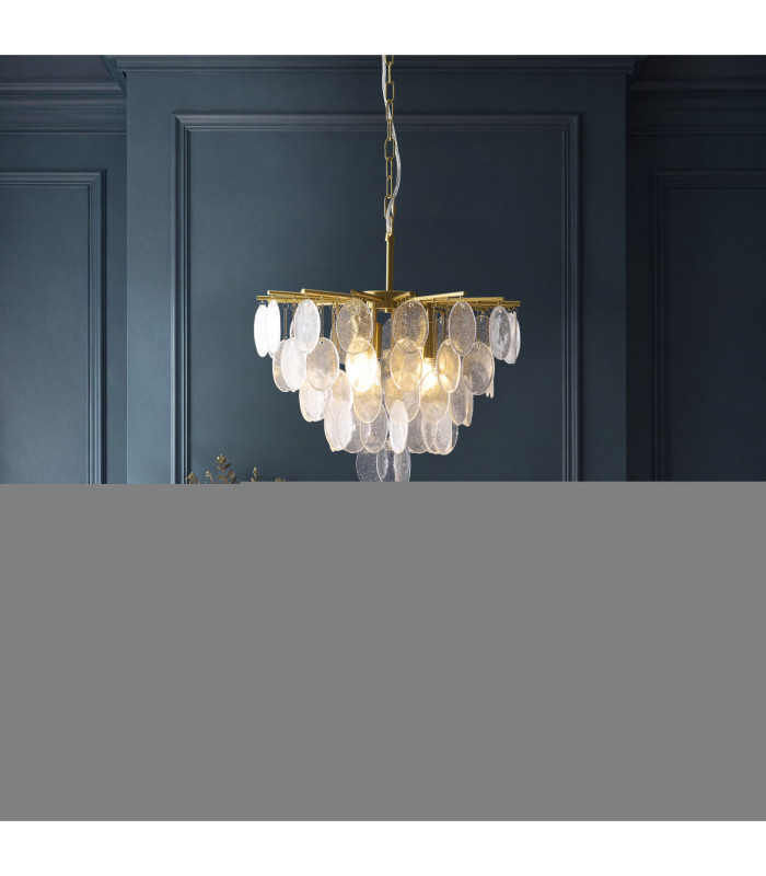 Loretta Pendant Light Brushed Aged Brass Clear Bubble Glass-2
