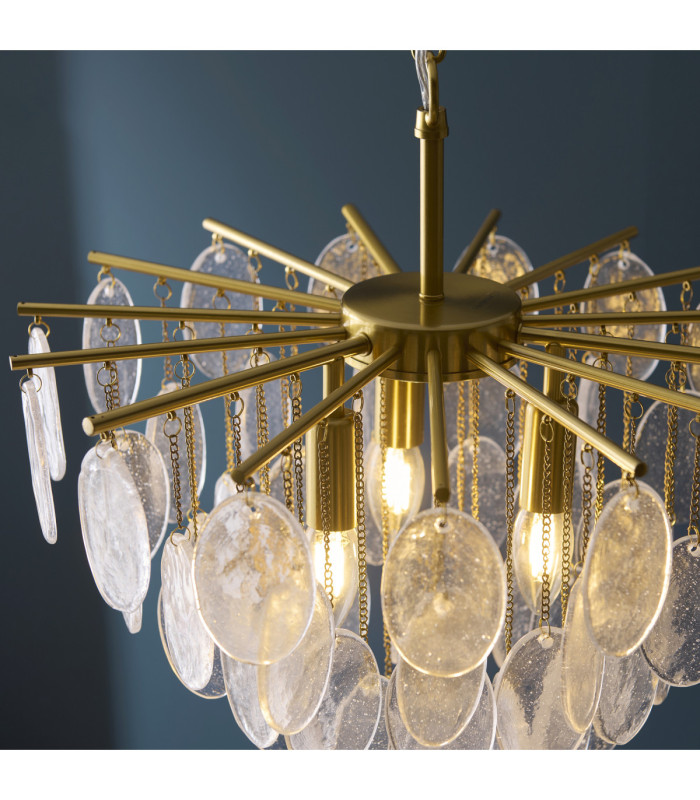 Loretta Pendant Light Brushed Aged Brass Clear Bubble Glass-4