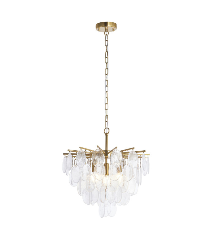 Loretta Pendant Light Brushed Aged Brass Clear Bubble Glass-9