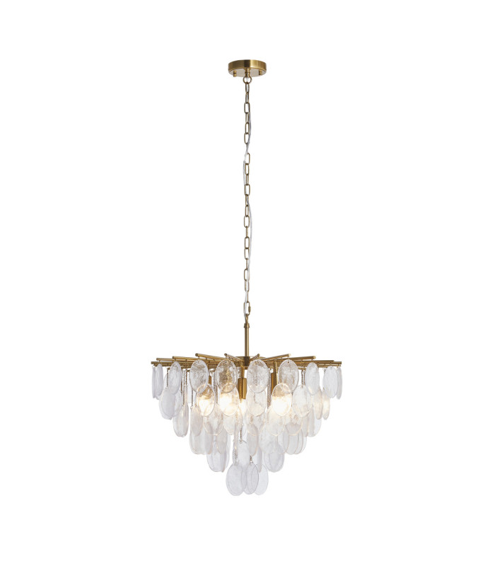 Loretta Pendant Light Brushed Aged Brass Clear Bubble Glass-1
