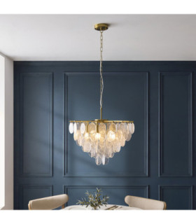Loretta Pendant Light Brushed Aged Brass Clear Bubble Glass-2