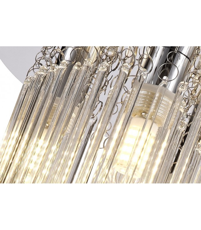 Semi Flush Ceiling Light, 4 x G9, IP44, Polished Chrome, Clear Glass - 7
