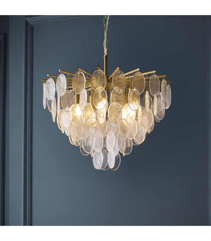 Loretta Pendant Light Brushed Aged Brass Clear Bubble Glass-3