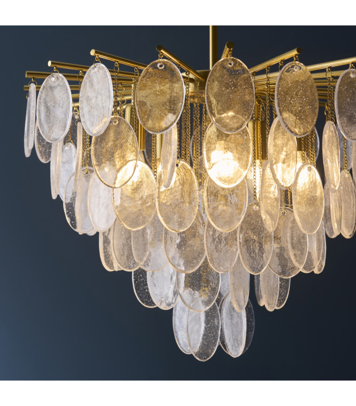 Loretta Pendant Light Brushed Aged Brass Clear Bubble Glass-4