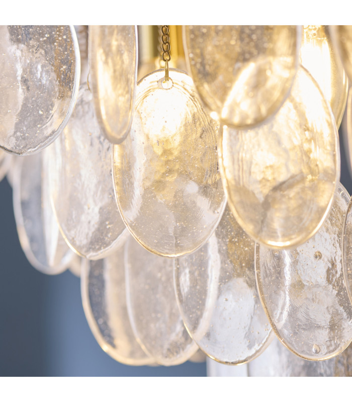 Loretta Pendant Light Brushed Aged Brass Clear Bubble Glass-5