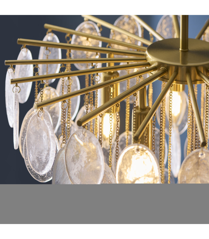 Loretta Pendant Light Brushed Aged Brass Clear Bubble Glass-6