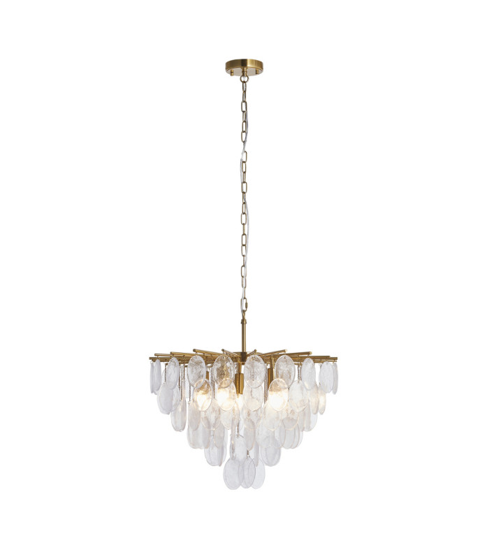 Loretta Pendant Light Brushed Aged Brass Clear Bubble Glass-8