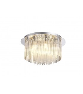 Semi Flush Ceiling Light, 6 x G9, IP44, Polished Chrome, Clear Glass - 1