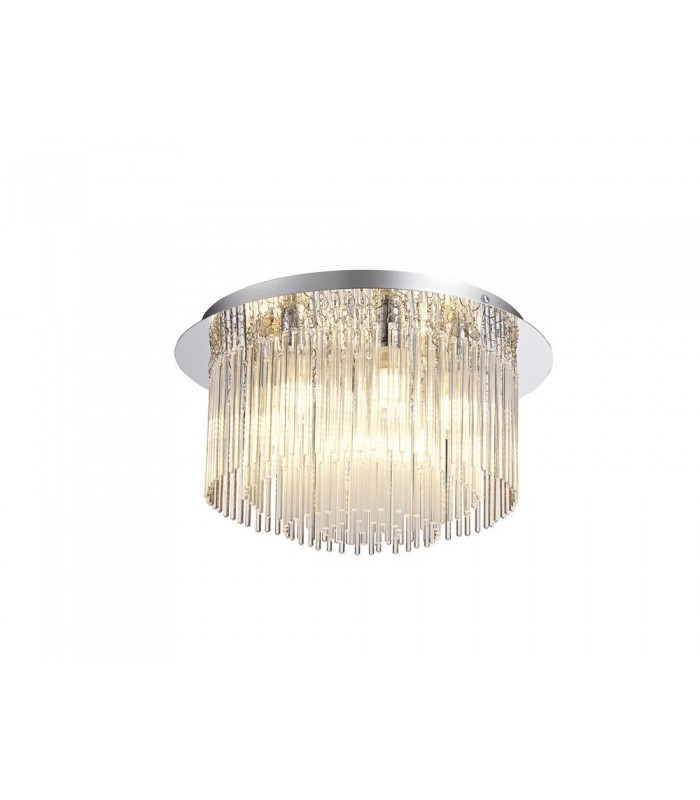 Semi Flush Ceiling Light, 6 x G9, IP44, Polished Chrome, Clear Glass - 1