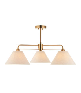 Wallbridge Multi Arm Semi Flush Ceiling Light Brushed Aged Brass Natural Linen-1