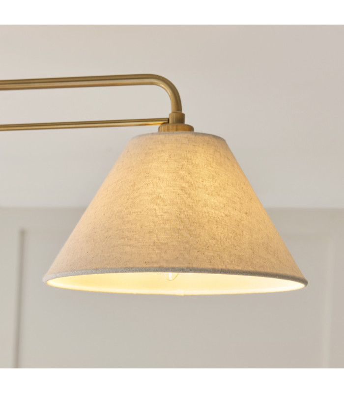 Wallbridge Multi Arm Semi Flush Ceiling Light Brushed Aged Brass Natural Linen-5
