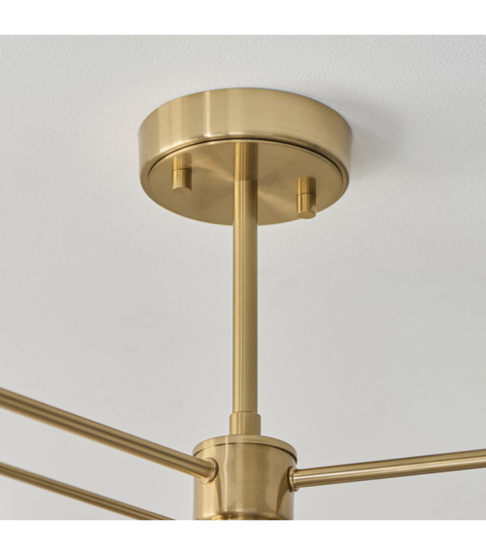 Wallbridge Multi Arm Semi Flush Ceiling Light Brushed Aged Brass Natural Linen-6