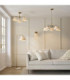 Wallbridge Multi Arm Semi Flush Ceiling Light Brushed Aged Brass Natural Linen-7