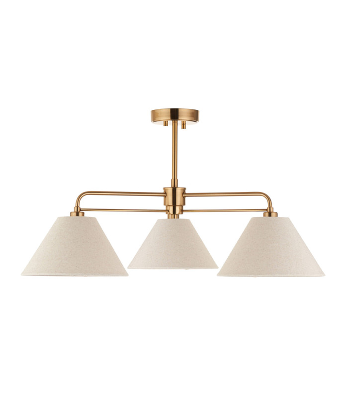 Wallbridge Multi Arm Semi Flush Ceiling Light Brushed Aged Brass Natural Linen-8