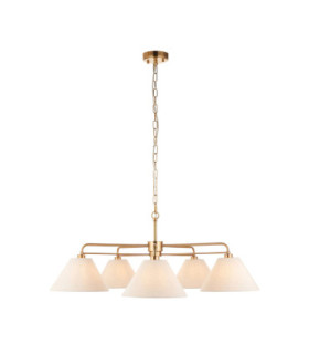 Wallbridge Multi Arm Pendant Light Brushed Aged Brass Natural Linen-1