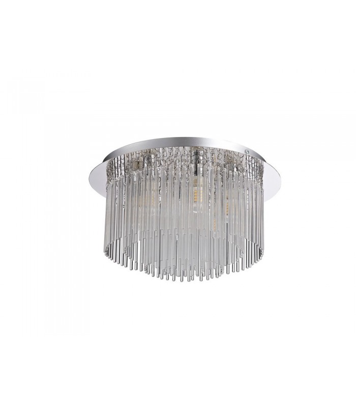Semi Flush Ceiling Light, 6 x G9, IP44, Polished Chrome, Clear Glass - 3