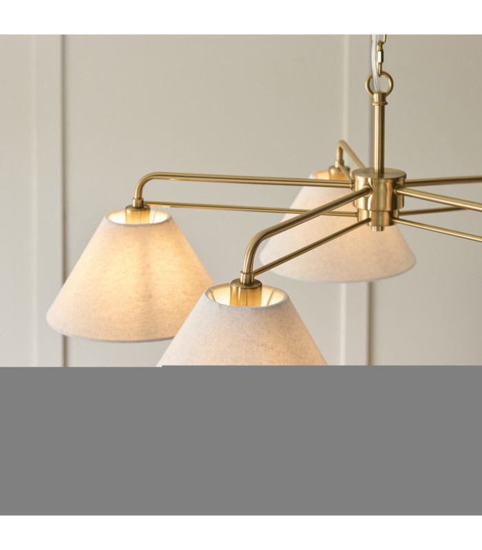 Wallbridge Multi Arm Pendant Light Brushed Aged Brass Natural Linen-7