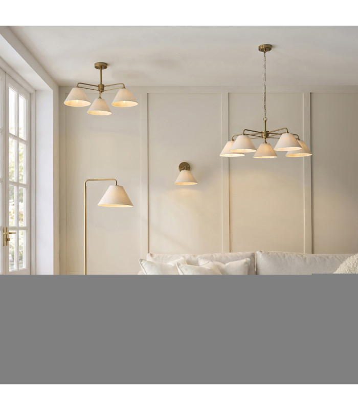 Wallbridge Multi Arm Pendant Light Brushed Aged Brass Natural Linen-8