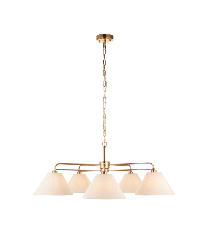 Wallbridge Multi Arm Pendant Light Brushed Aged Brass Natural Linen-9