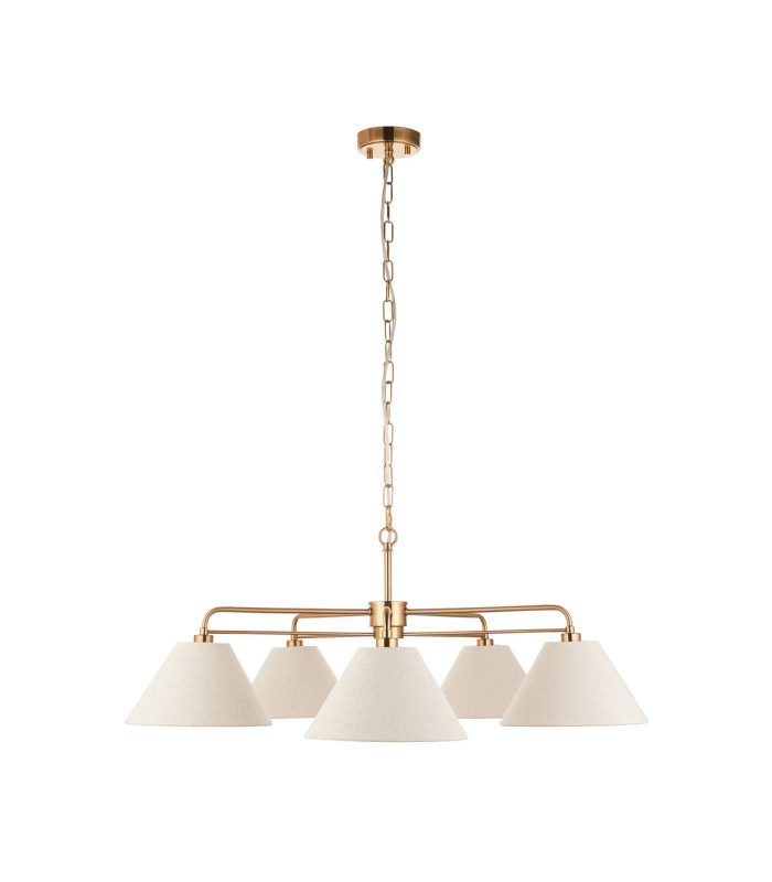 Wallbridge Multi Arm Pendant Light Brushed Aged Brass Natural Linen-10