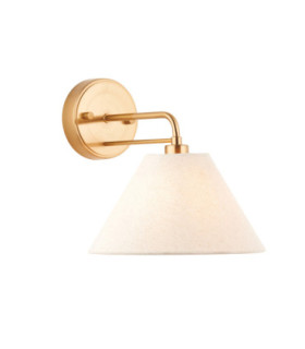 Wallbridge Dome Wall Lamp Brushed Aged Brass Natural Linen-1