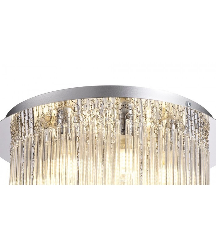Semi Flush Ceiling Light, 6 x G9, IP44, Polished Chrome, Clear Glass - 4