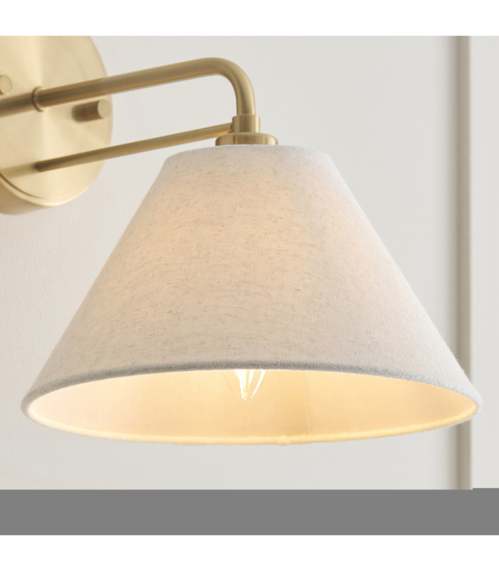 Wallbridge Dome Wall Lamp Brushed Aged Brass Natural Linen-5