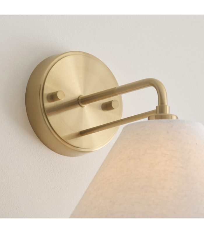 Wallbridge Dome Wall Lamp Brushed Aged Brass Natural Linen-6