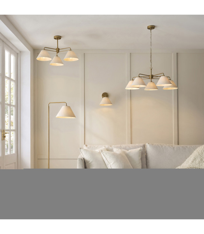 Wallbridge Dome Wall Lamp Brushed Aged Brass Natural Linen-7