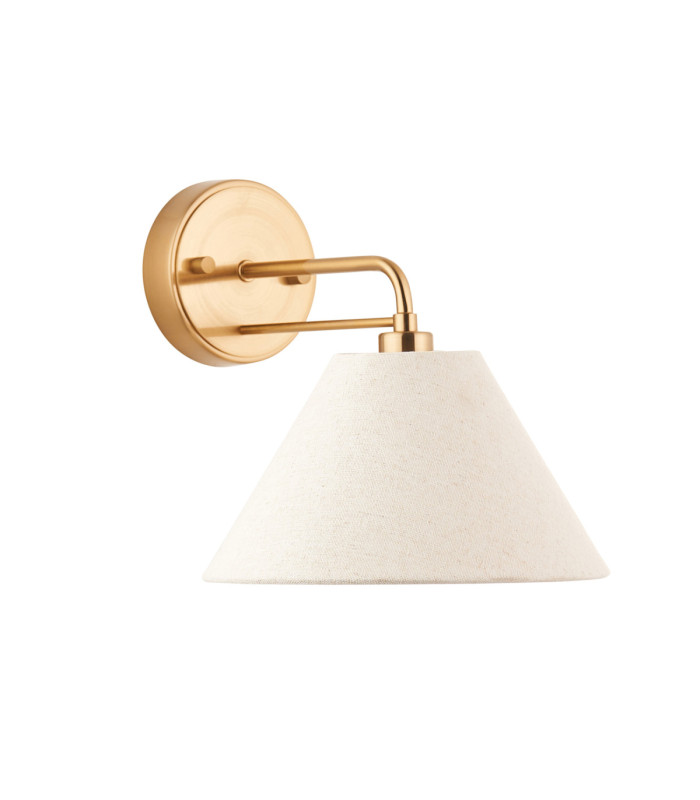 Wallbridge Dome Wall Lamp Brushed Aged Brass Natural Linen-8