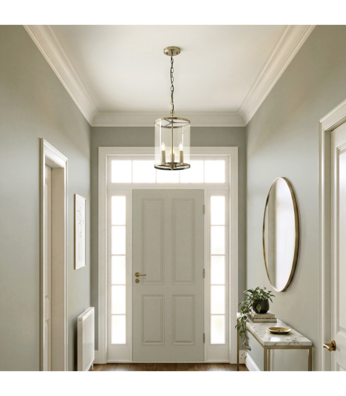 Hebden Lanterns Pendant Light Antique Brass Clear Glass-2
