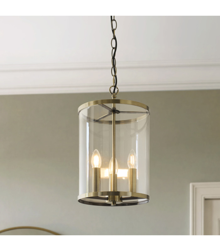 Hebden Lanterns Pendant Light Antique Brass Clear Glass-3