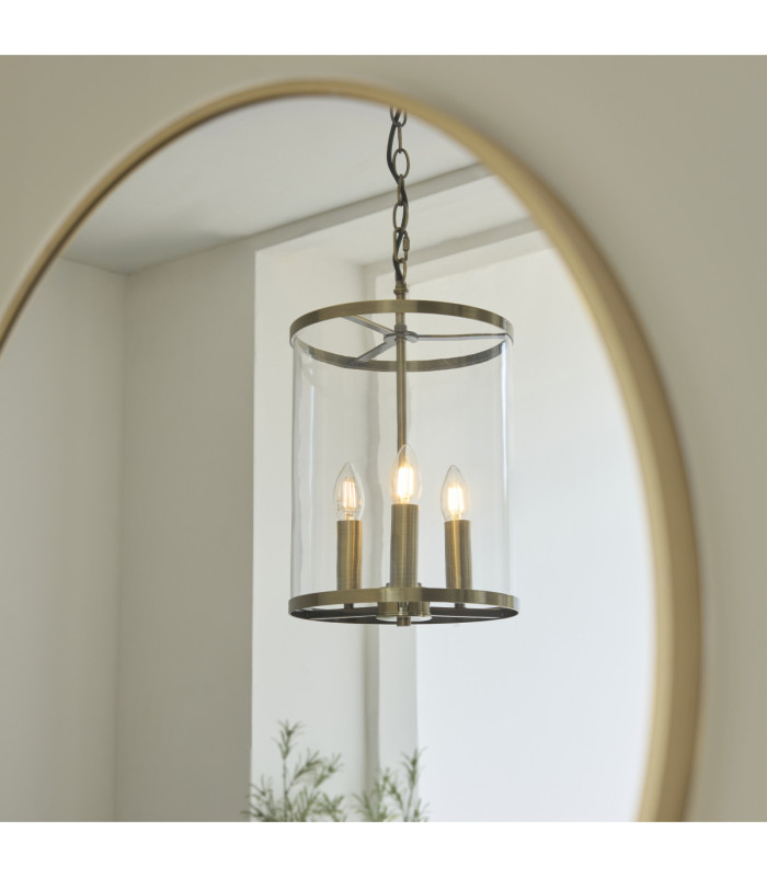 Hebden Lanterns Pendant Light Antique Brass Clear Glass-4