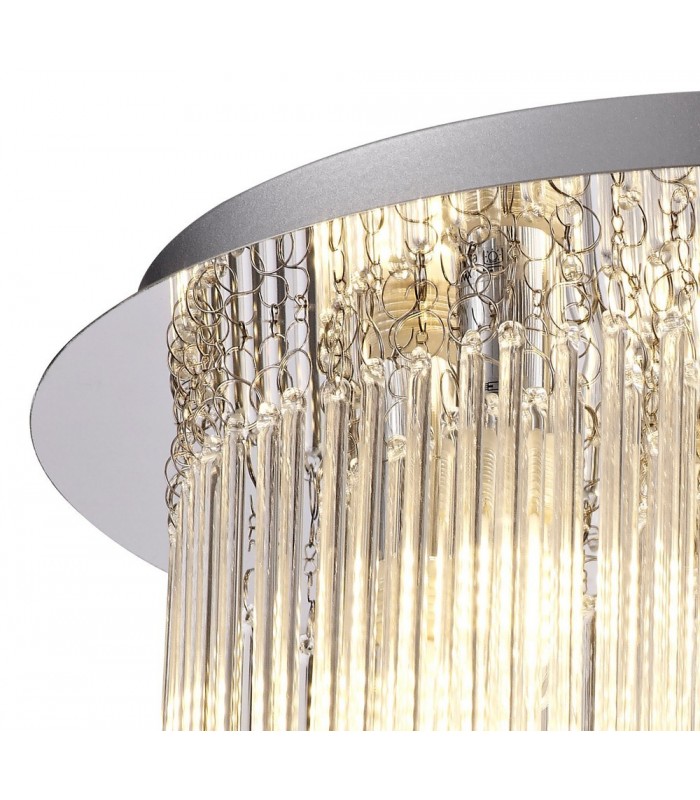 Semi Flush Ceiling Light, 6 x G9, IP44, Polished Chrome, Clear Glass - 5