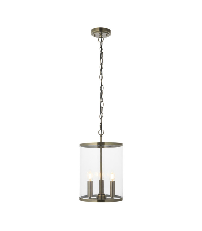 Hebden Lanterns Pendant Light Antique Brass Clear Glass-8