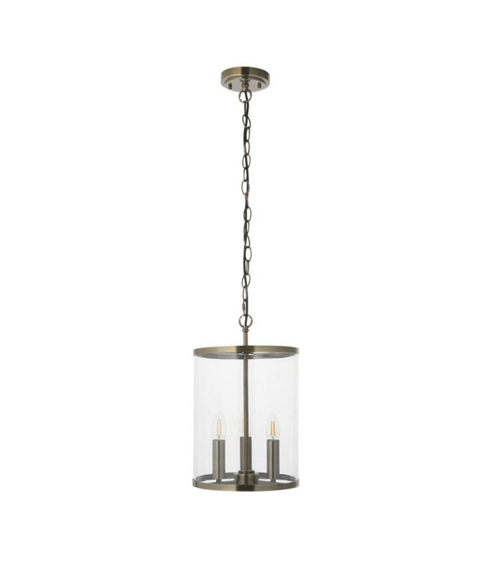 Hebden Lanterns Pendant Light Antique Brass Clear Glass-9